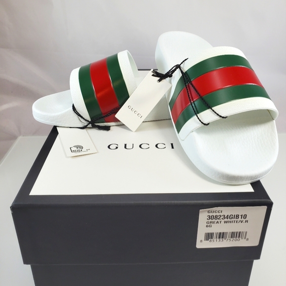 NWT$400 GUCCI Signature Pursuit 72 Stripe Slip-on Slide Sandals 6G (US 6.5-7) - Picture 16 of 16